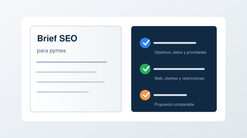 Checklist visual para preparar un brief SEO antes de pedir propuesta a una agencia